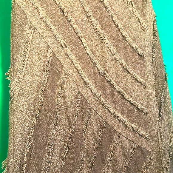 Size 8 Tribal Leather Elements Side Zipper Very Elegant Brown Skirt 52% Wool - Picture 5 of 16